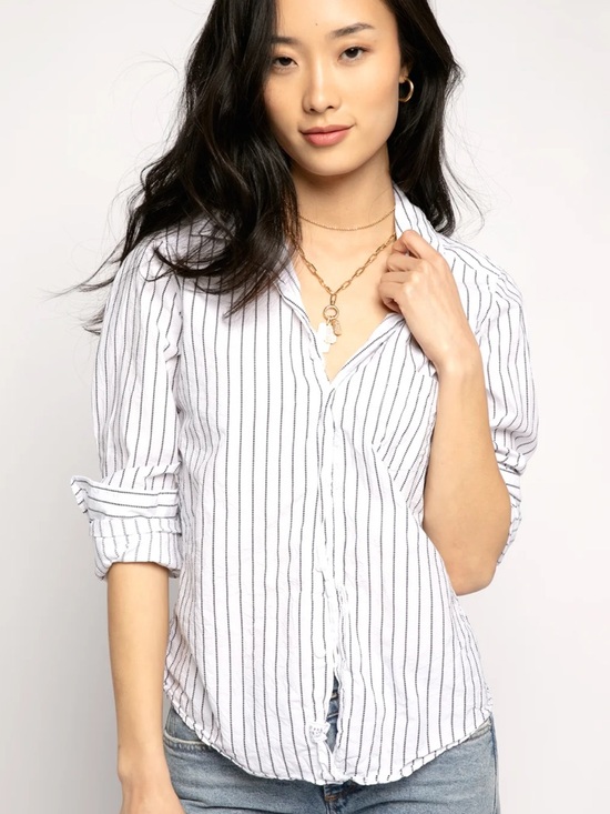 Frank & Eileen Tops - Frank & Eileen Barry Style Button-Up Blue Dotted Stripe Top